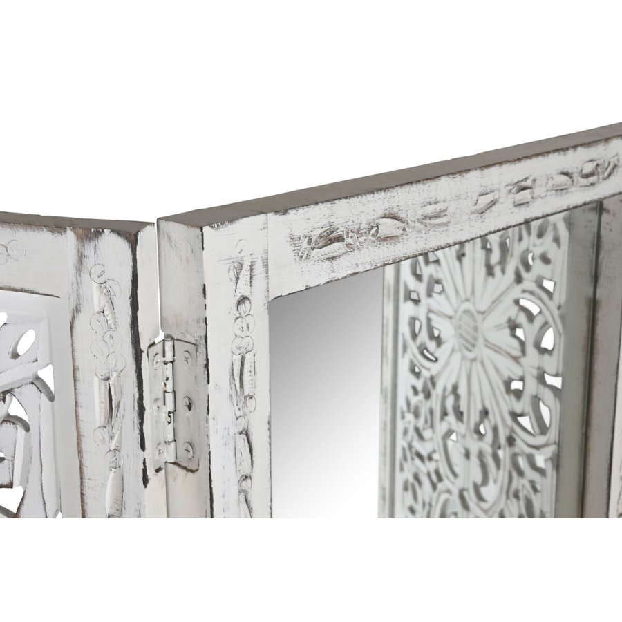 Sammenfoldelig skrm Home ESPRIT Hvid Mangotr Spejl 152 x 2 x 182 cm #2
