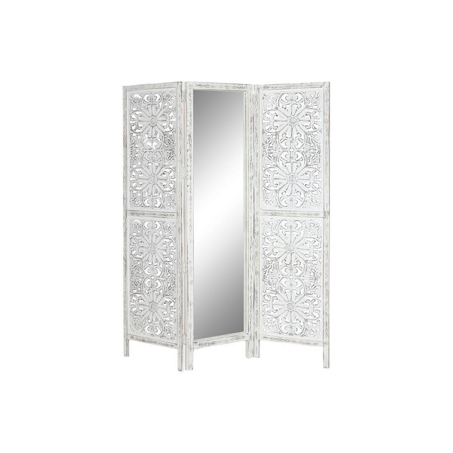 Sammenfoldelig skrm Home ESPRIT Hvid Mangotr Spejl 152 x 2 x 182 cm #1
