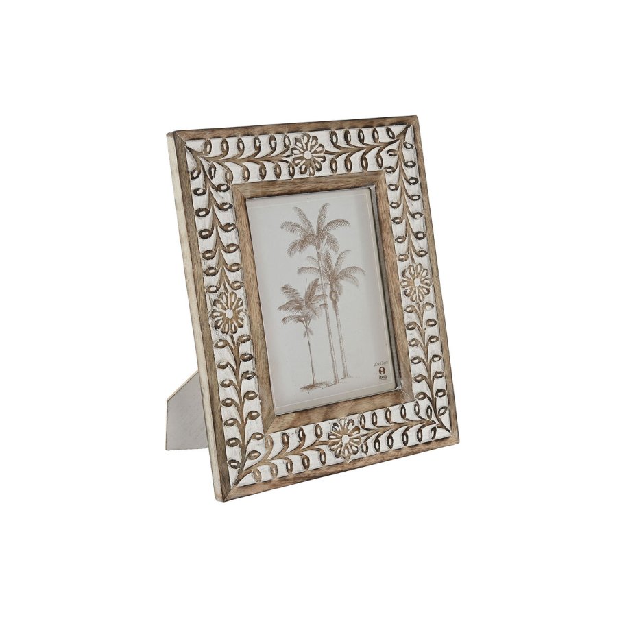 Fotoramme Home ESPRIT Hvid Natur Krystal Mangotr Blomst Indianer mand 26,5 x 2 x 31,5 cm #1
