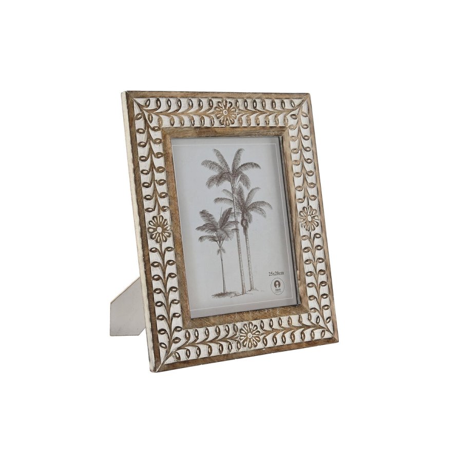 Fotoramme Home ESPRIT Hvid Natur Krystal Mangotr Blomst Indianer mand 31,5 x 2 x 36,5 cm #1