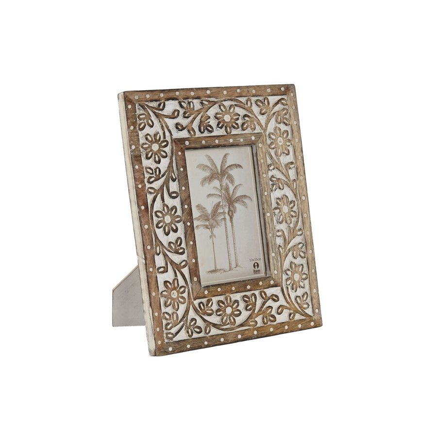 Fotoramme Home ESPRIT Hvid Natur Krystal Mangotr Indianer mand 21 x 2 x 26,5 cm #1