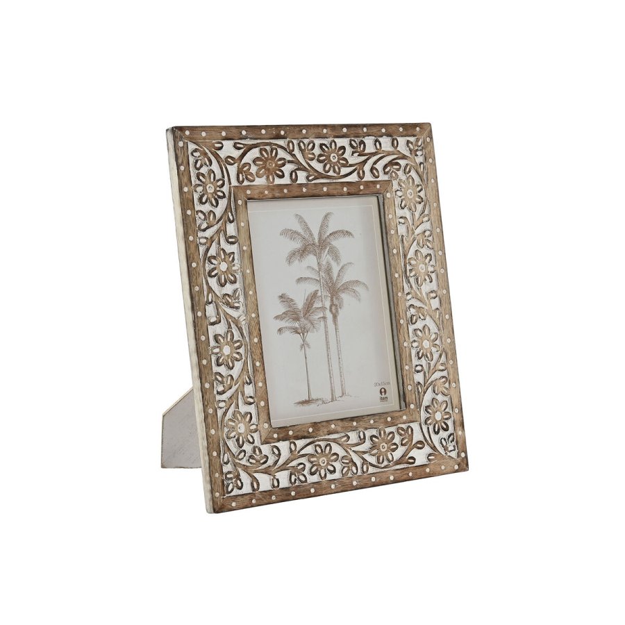 Fotoramme Home ESPRIT Hvid Natur Krystal Mangotr Indianer mand 26,5 x 2 x 31,5 cm #1