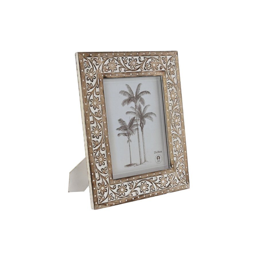 Fotoramme Home ESPRIT Hvid Natur Krystal Mangotr Indianer mand 31,5 x 2 x 36,5 cm #1