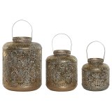 Set med dkkeservietter Home ESPRIT Gylden Metal 24 x 24 x 32 cm #1