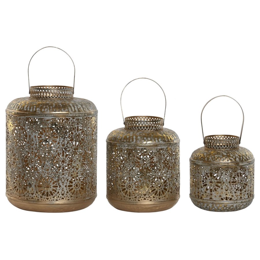Set med dkkeservietter Home ESPRIT Gylden Metal 24 x 24 x 32 cm #1