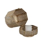 Set med dkkeservietter Home ESPRIT Gylden Metal 25 x 25 x 40 cm #3