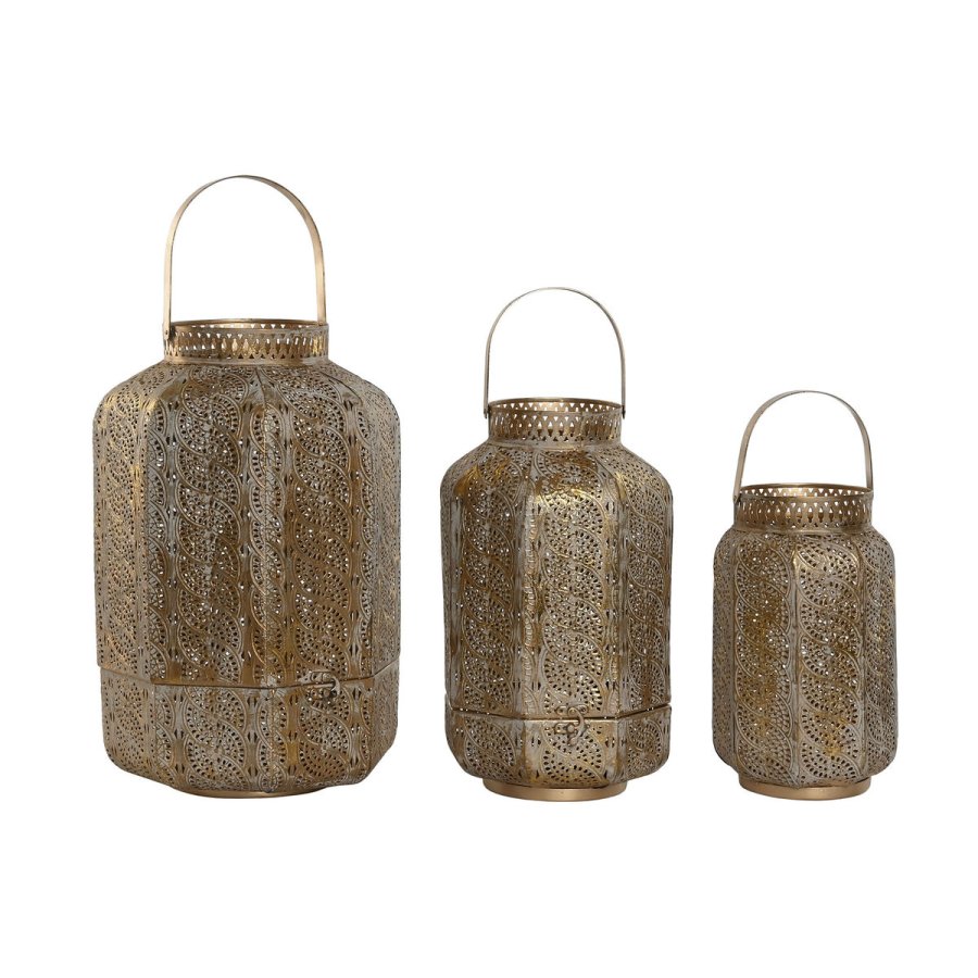 Set med dkkeservietter Home ESPRIT Gylden Metal 25 x 25 x 40 cm #1