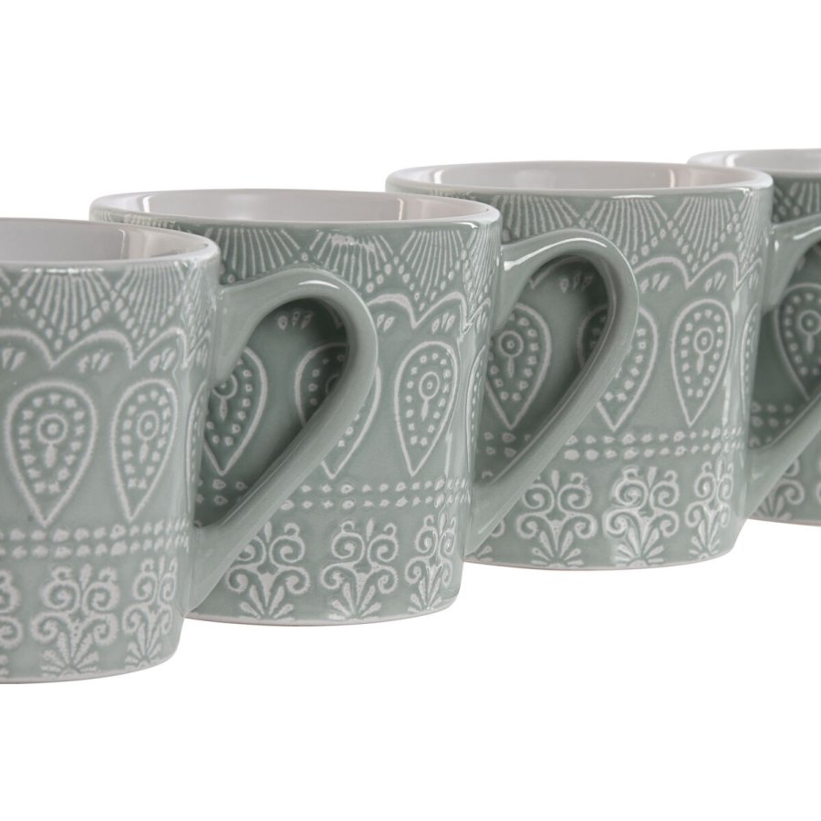 4 Dele krusst Home ESPRIT Grn Stentj 360 ml 9,5 x 13 x 9,2 cm Mandala #4