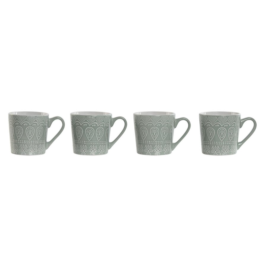 4 Dele krusst Home ESPRIT Grn Stentj 360 ml 9,5 x 13 x 9,2 cm Mandala #1