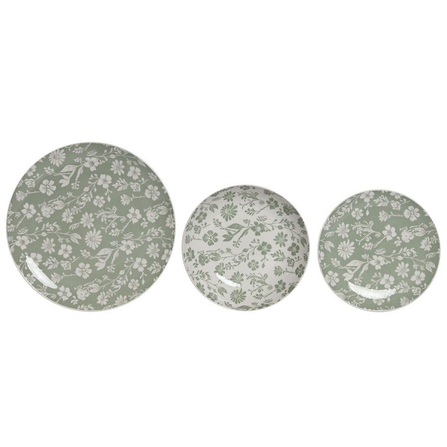 Madlavningsst Home ESPRIT Hvid Grn Porceln Floral 27 x 27 x 2 cm 18 Dele #10
