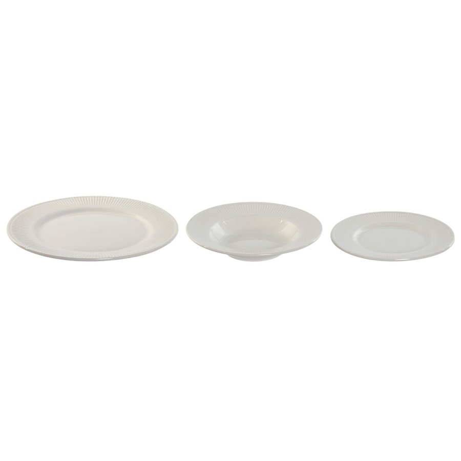 Spisestel Home ESPRIT Hvid Porceln Striber 27 x 27 x 2 cm 18 Dele #7