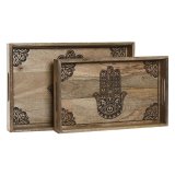 Bakkest Home ESPRIT Natur Mangotr 43,5 x 27 x 5,5 cm (2 enheder) #1