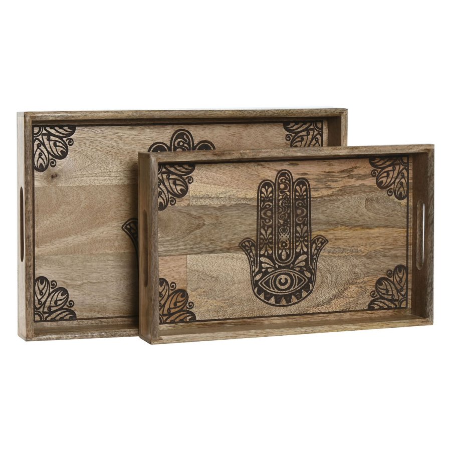 Bakkest Home ESPRIT Natur Mangotr 43,5 x 27 x 5,5 cm (2 enheder) #1