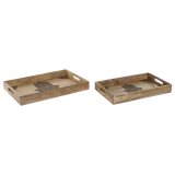 Bakkest Home ESPRIT Natur Mangotr 43,5 x 27 x 5,5 cm (2 enheder) #7
