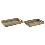 Bakkest Home ESPRIT Bl Natur Mangotr 43,5 x 27 x 5,5 cm (2 enheder) #1