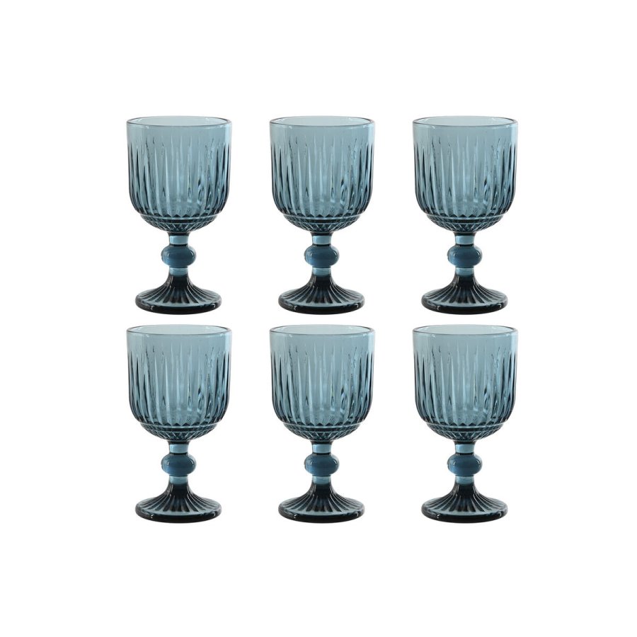 St med glas Home ESPRIT Bl Krystal 8 x 8 x 14,5 cm (6 enheder) #1