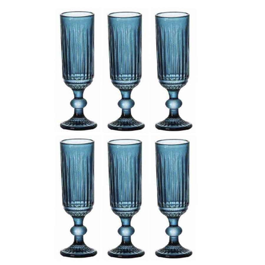 S�t med glas Home ESPRIT Bl� Krystal 160 ml (6 enheder) #1