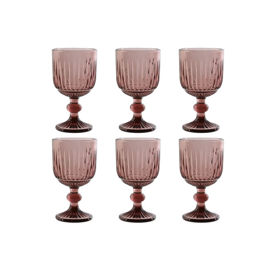 St med glas Home ESPRIT Pink Krystal 8 x 8 x 14,5 cm (6 enheder) #1