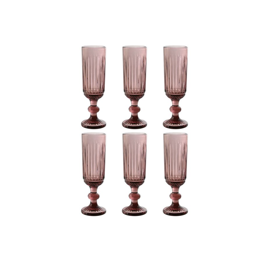 St med glas Home ESPRIT Pink Krystal 6 x 6 x 18,4 cm (6 enheder) #1