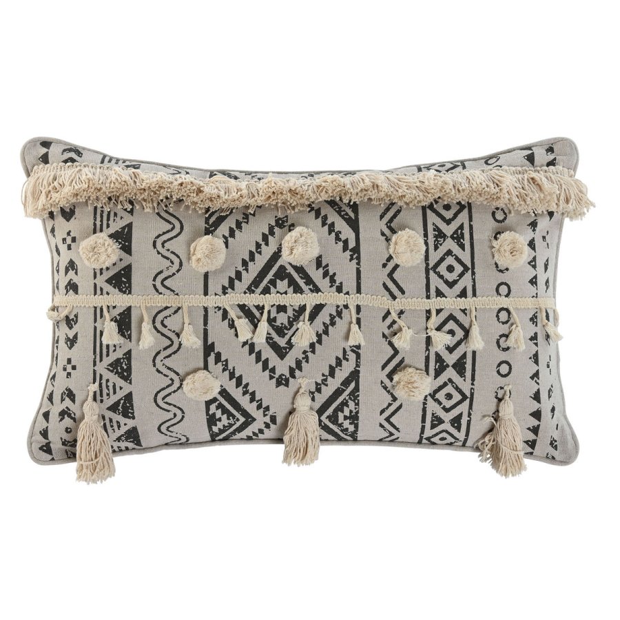 Pude Home ESPRIT Hvid Sort Boho 50 x 8 x 30 cm #1