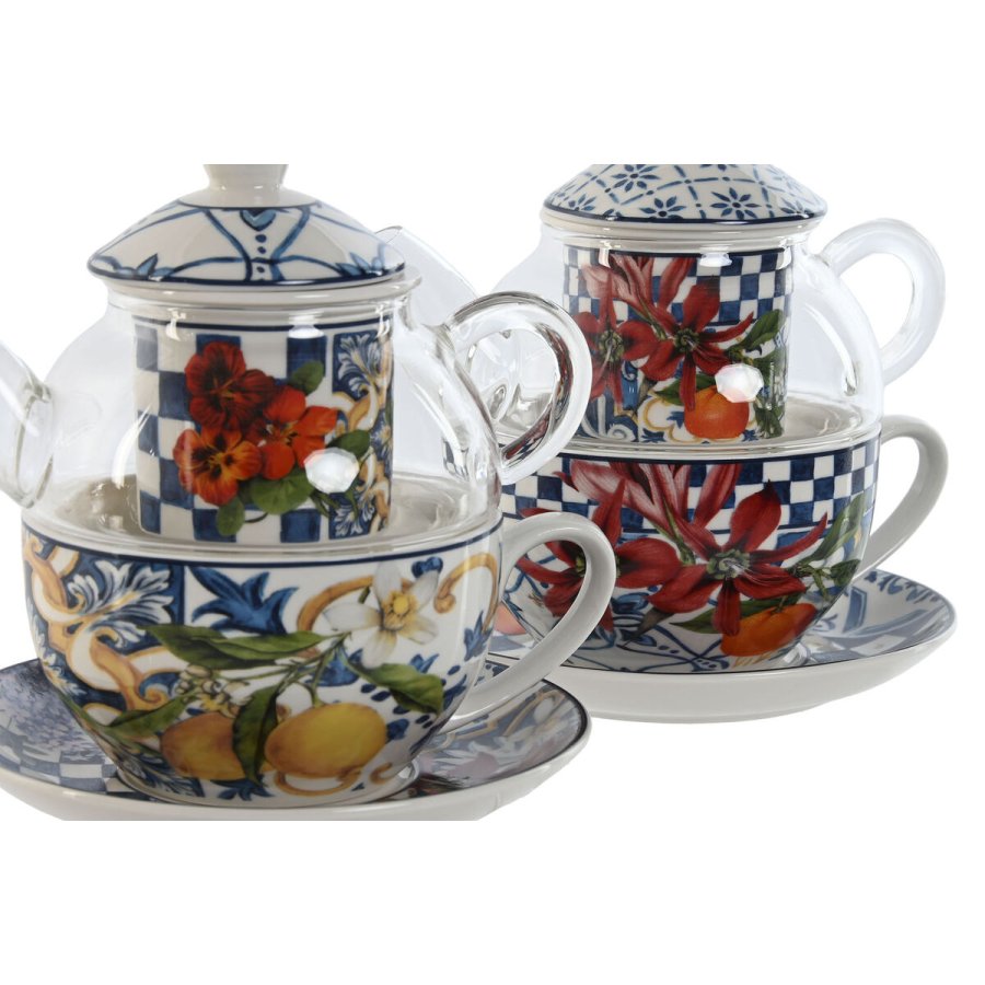 Tekande Home ESPRIT Bl Hvid Krystal Porceln (2 enheder) #4