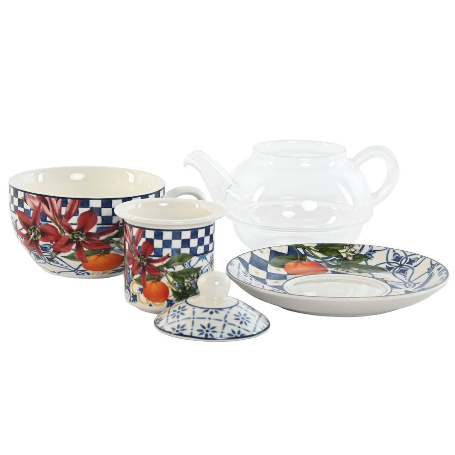 Tekande Home ESPRIT Bl Hvid Krystal Porceln (2 enheder) #7