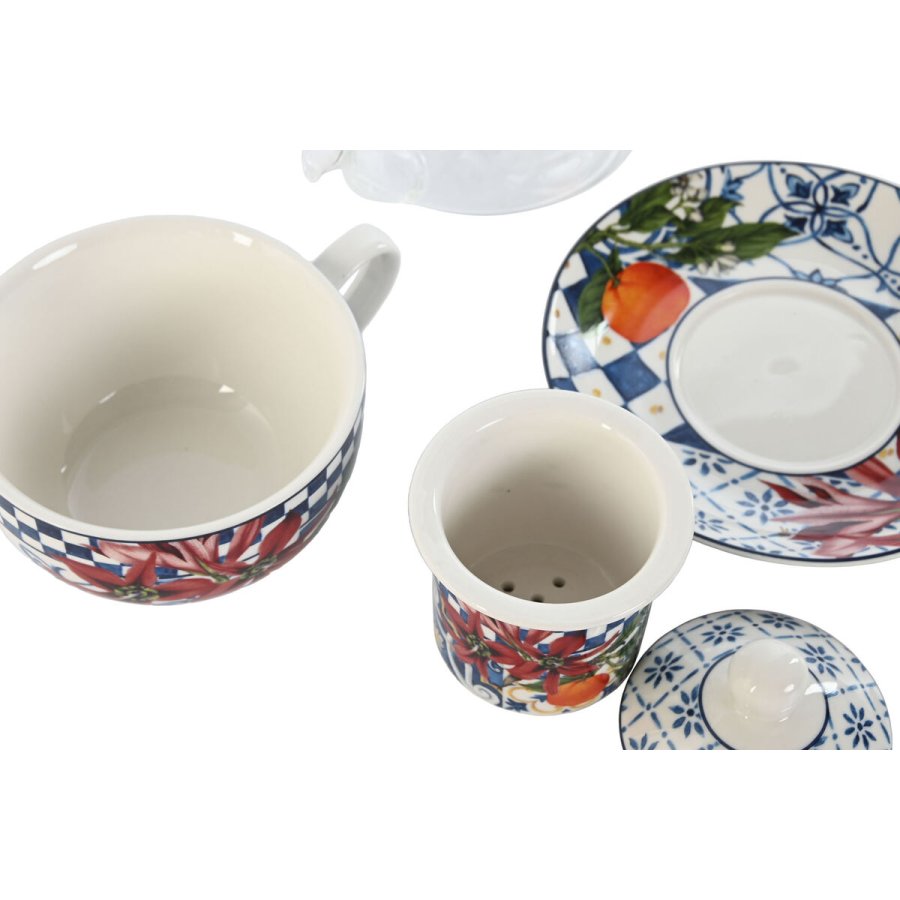 Tekande Home ESPRIT Bl Hvid Krystal Porceln (2 enheder) #10