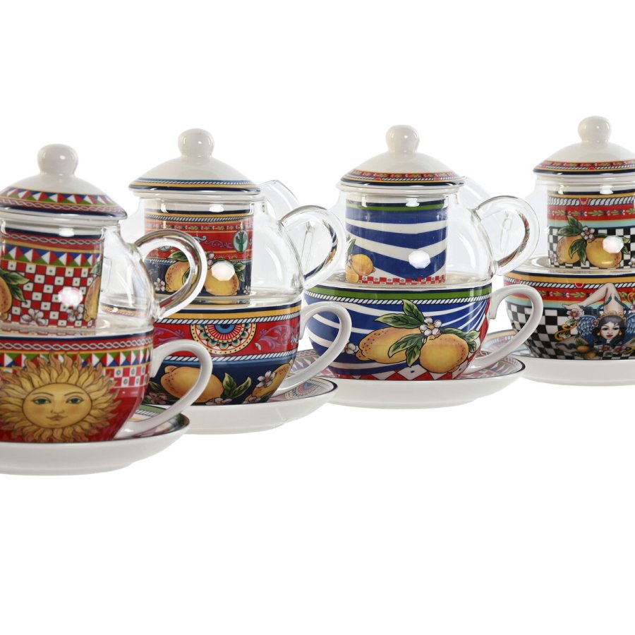 Tekande Home ESPRIT Gul Rd Krystal Porceln 1 L (4 enheder) #4