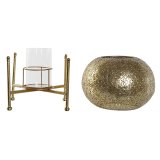 Lyseholder Home ESPRIT Gylden Metal Krystal 24 x 24 x 20 cm #2