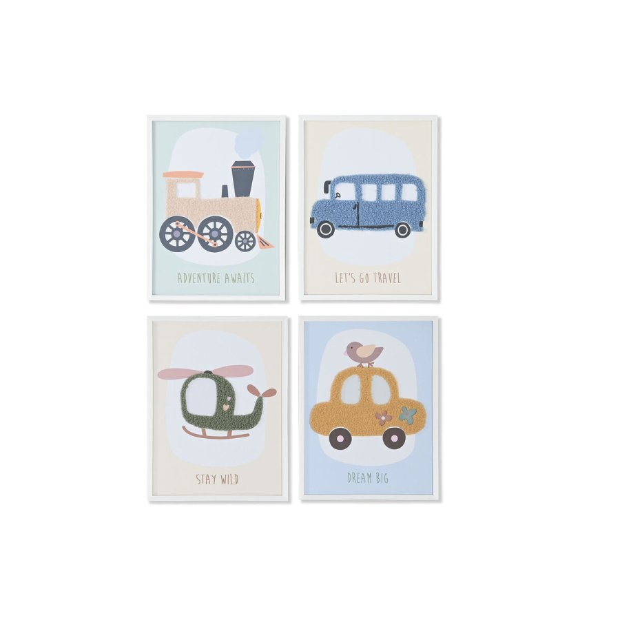 Maleri Home ESPRIT Gul Bl Lrred 30 x 1,8 x 40 cm (4 enheder) #1