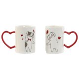2 Dele krusst Home ESPRIT Love Hvid Rd Katte #1