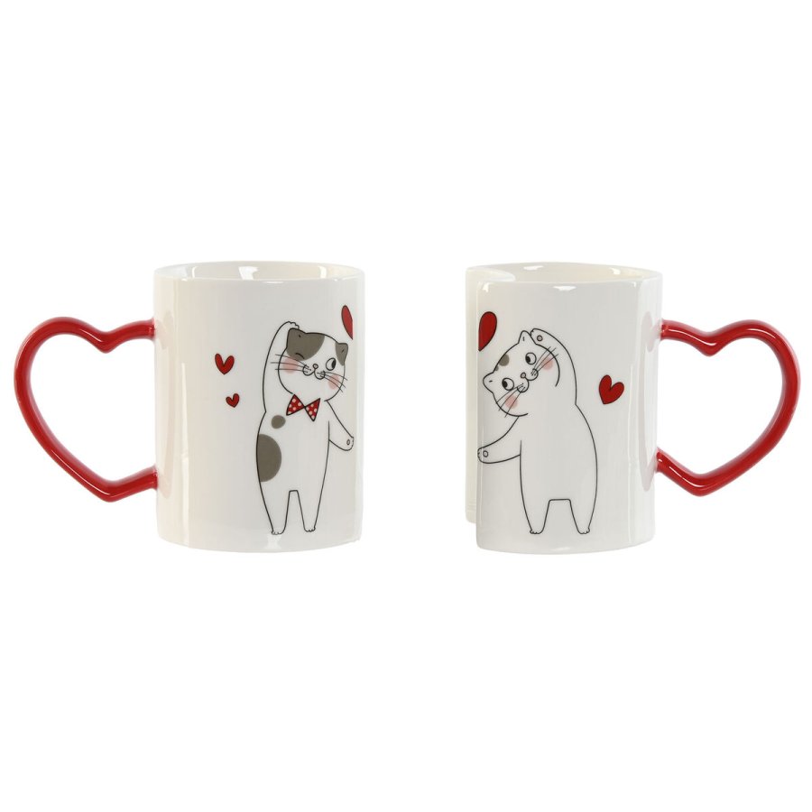 2 Dele krusst Home ESPRIT Love Hvid Rd Katte #1