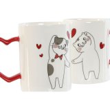 2 Dele krusst Home ESPRIT Love Hvid Rd Katte #2