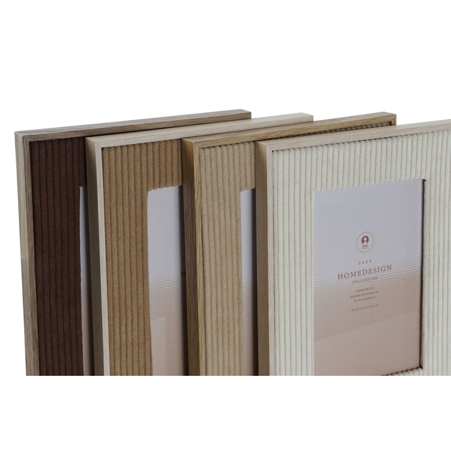 Fotoramme Home ESPRIT Hvid Brun Beige Lys brun Fljl Krystal Moderne 16 x 2 x 21 cm (4 enheder) #5
