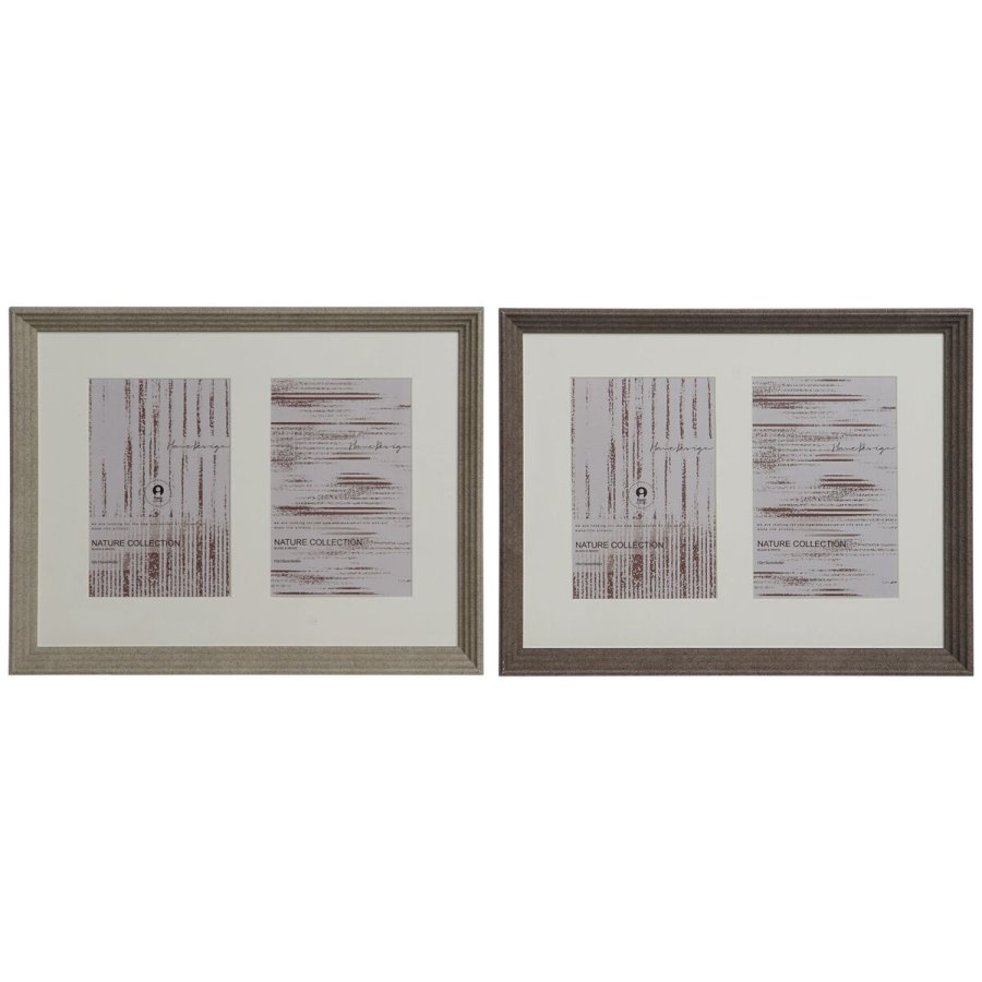 Fotoramme Home ESPRIT Hvid Brun Natur Krystal polystyren Urban 29 X 3 X 23 cm (2 enheder) #1