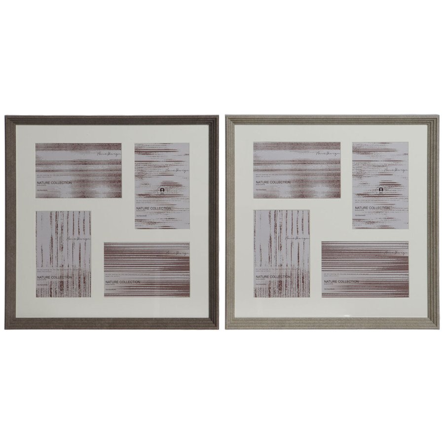 Fotoramme Home ESPRIT Brun Natur Krystal polystyren Urban 34 x 3 x 34 cm (2 enheder) #1