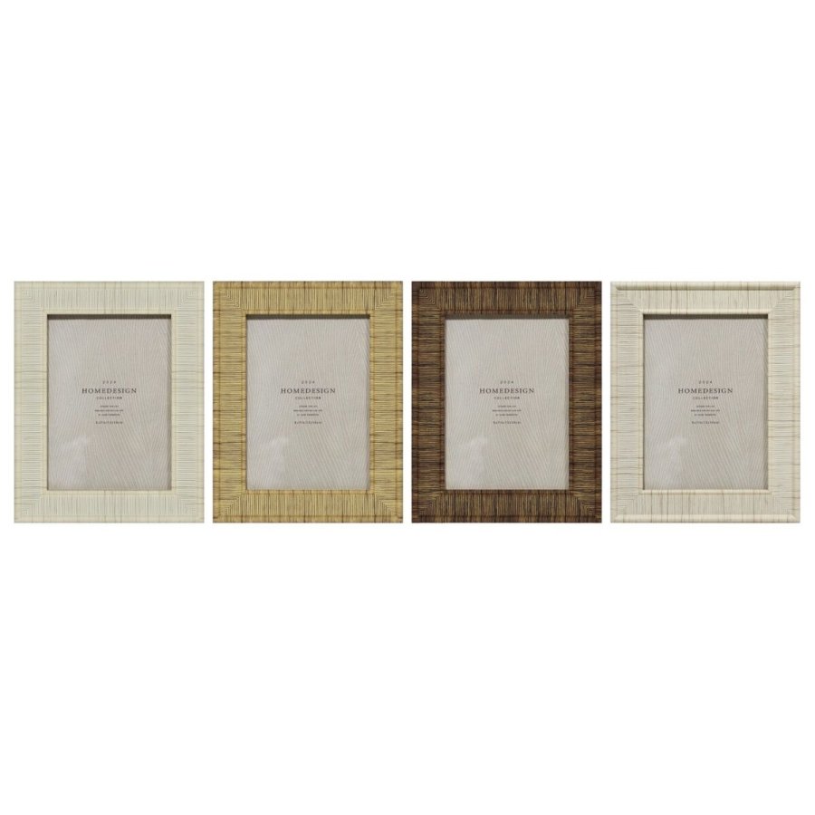Fotoramme Home ESPRIT Beige Natur Krystal polystyren Scandi 18,5 x 2 x 23,5 cm (4 enheder) #1