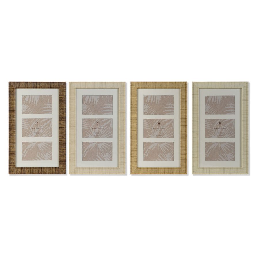 Fotoramme Home ESPRIT Hvid Brun Beige Natur Krystal polystyren Skandinavisk 26 X 2 X 44 cm (4 enheder) #1