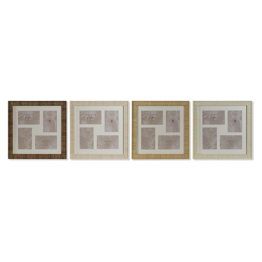 Fotoramme Home ESPRIT Brun Beige Natur Elfenben Krystal polystyren Skandinavisk 38 x 2 x 38 cm (4 enheder) #1