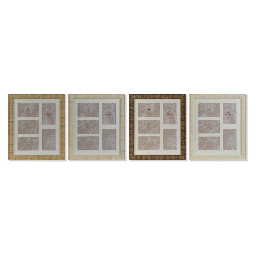Fotoramme Home ESPRIT Brun Beige Natur Elfenben Krystal polystyren Skandinavisk 34 X 2 X 38 cm (4 enheder) #1