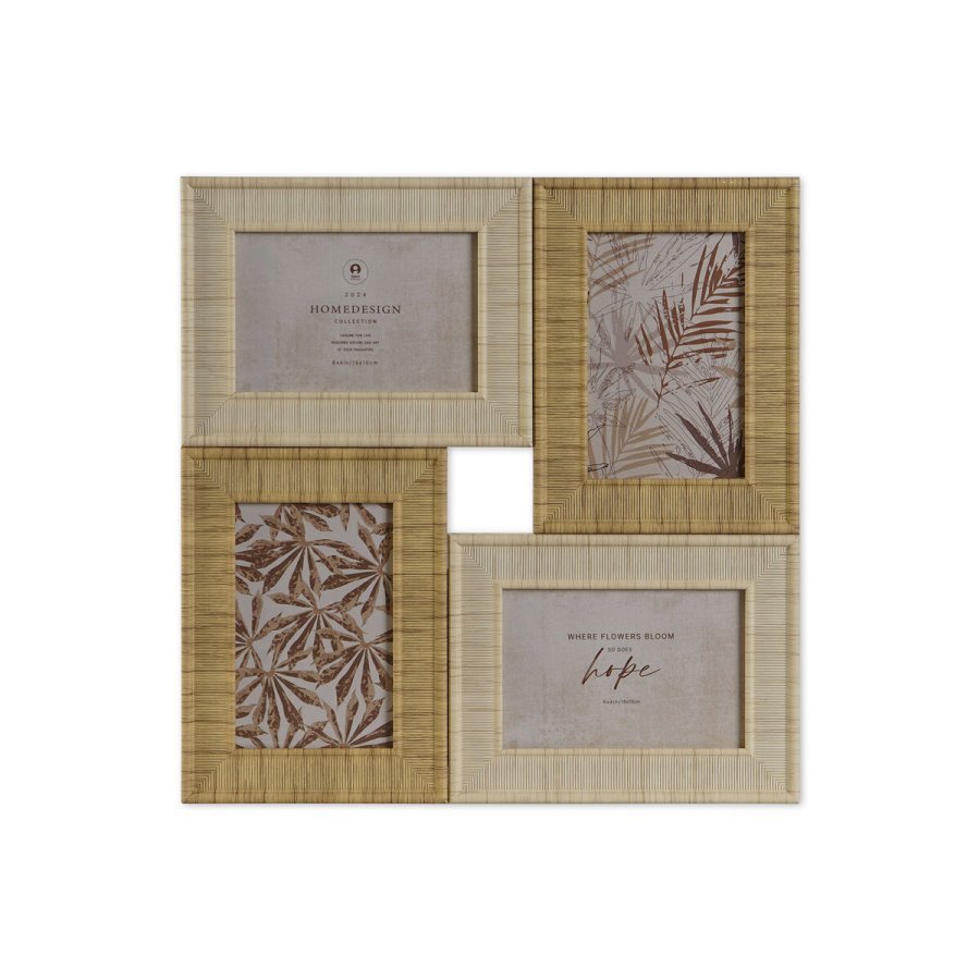 Fotoramme Home ESPRIT Beige Natur Krystal polystyren Skandinavisk 36 X 2 X 36 cm #1
