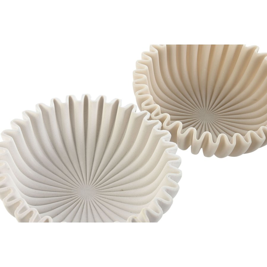 Borddekoration Home ESPRIT Hvid Beige Harpiks 20 X 20 X 6,5 cm (2 enheder) #2