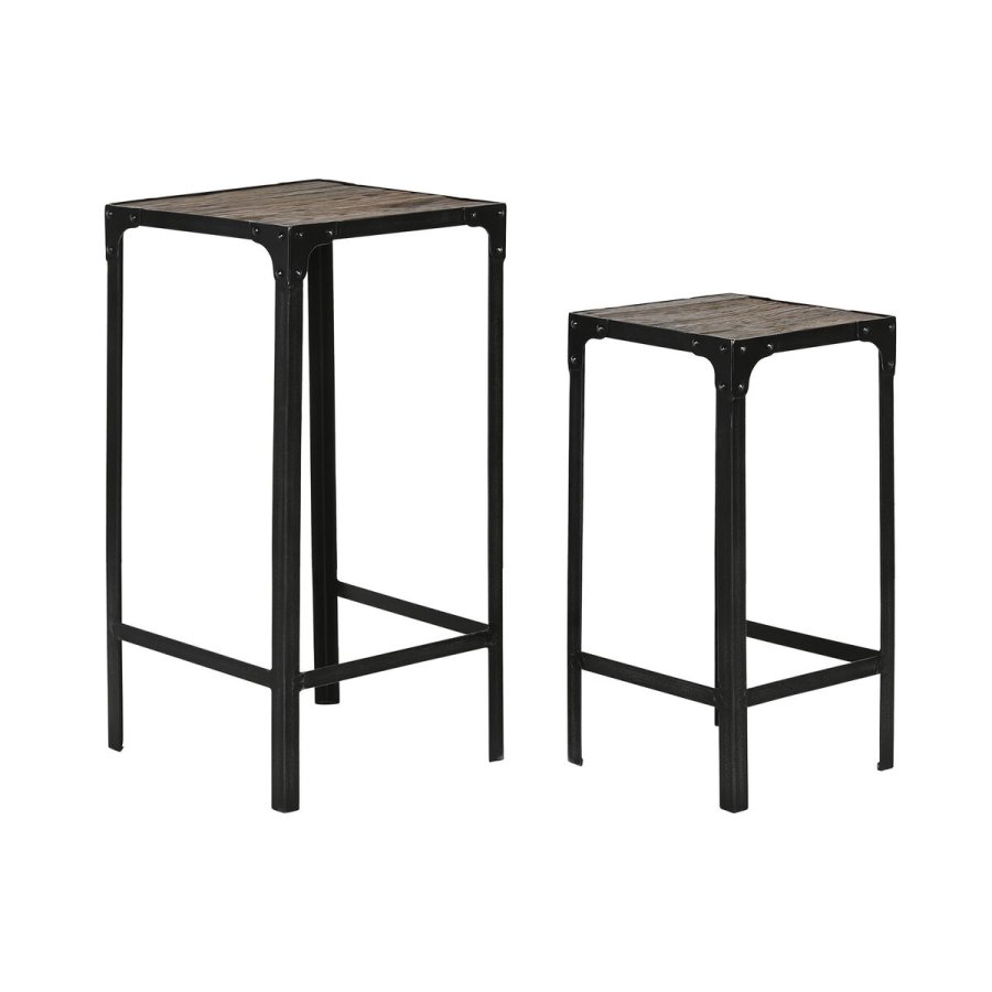 St med 2 borde Home ESPRIT Sort Natur 38 x 38 x 75 cm #1