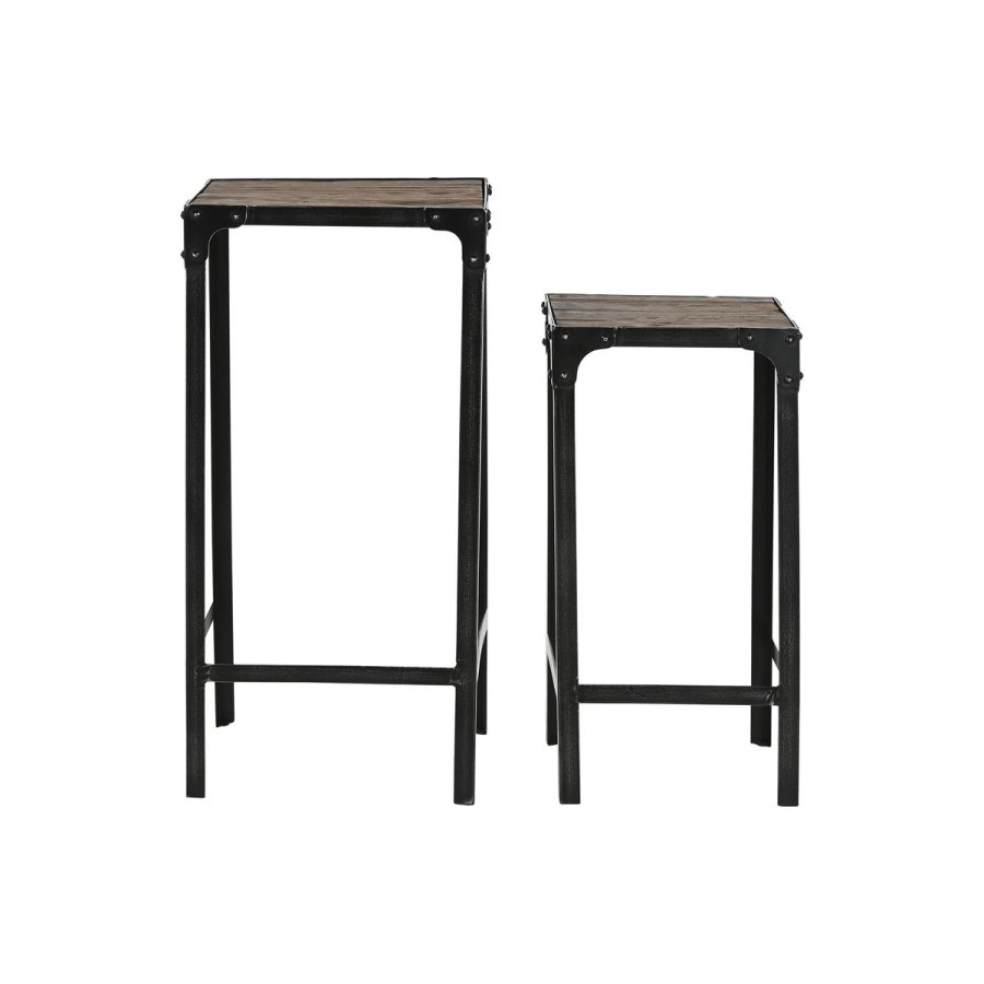 St med 2 borde Home ESPRIT Sort Natur 38 x 38 x 75 cm #5