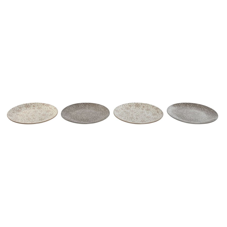 plade Home ESPRIT Brun Beige Porceln 27 x 27 x 2 cm #1