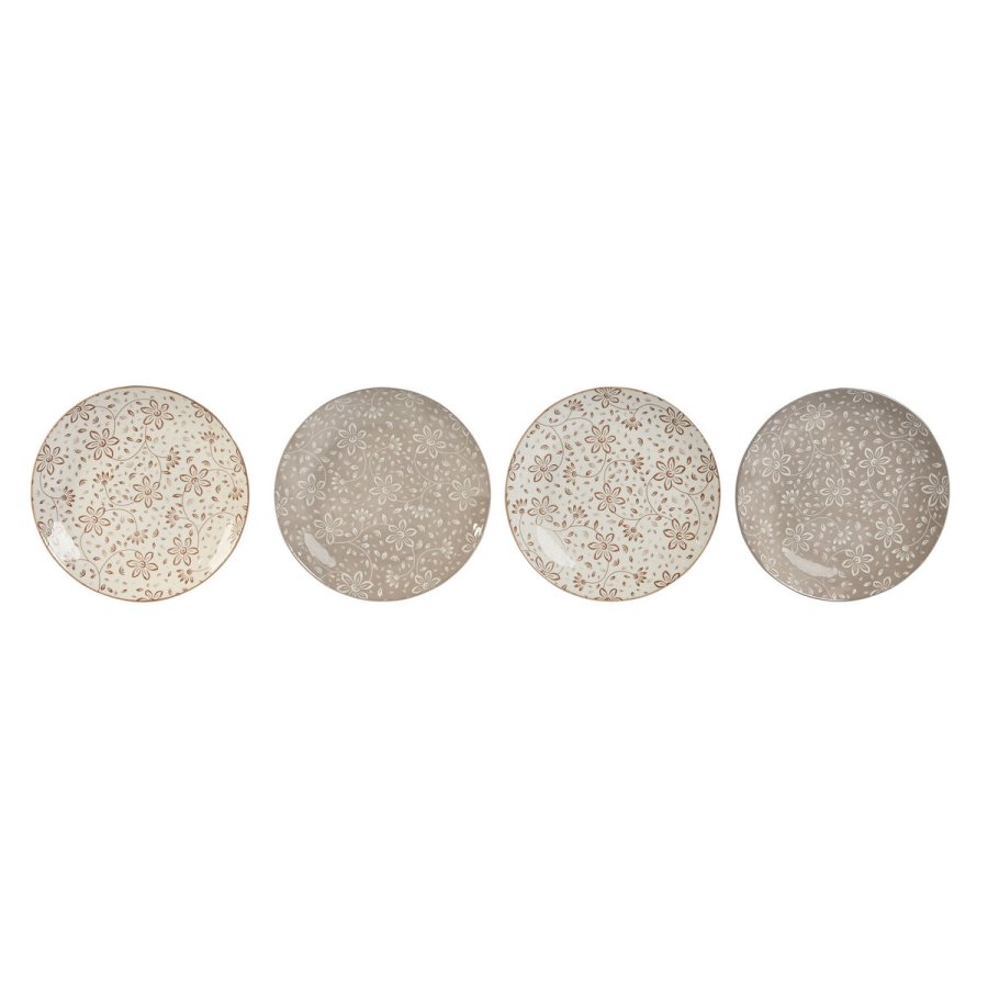 plade Home ESPRIT Brun Beige Porceln 19 x 19 x 2 cm #7