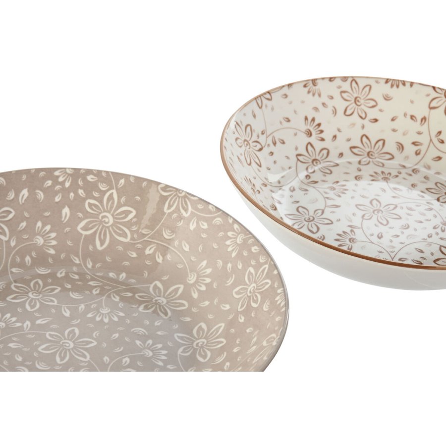 plade Home ESPRIT Brun Beige Porceln 20 x 20 x 4 cm #4