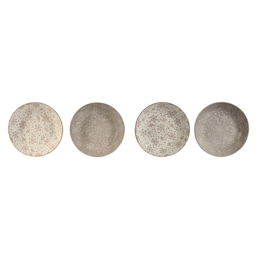 plade Home ESPRIT Brun Beige Porceln 20 x 20 x 4 cm #13