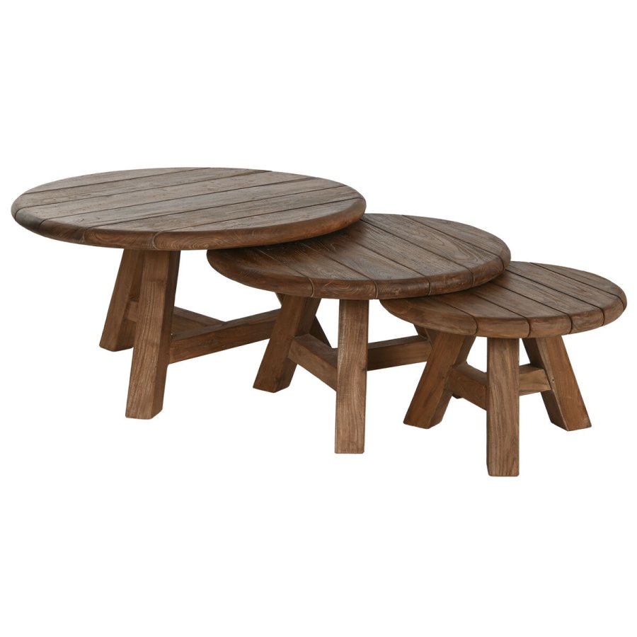 St med 3 borde Home ESPRIT Teak 80 x 80 x 43 cm #1