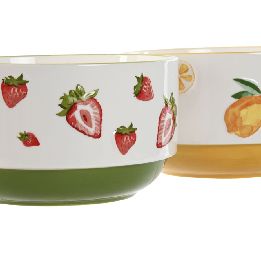 Salatskl Home ESPRIT Gul Rd Grn Porceln 21 x 21 x 12 cm (2 enheder) #4